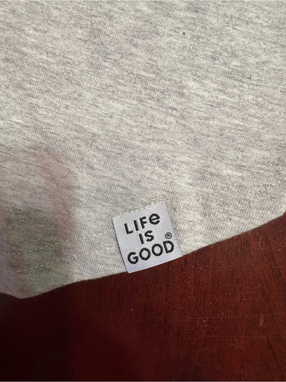 Life is Good Gray Dog Tee with Mountain Graphic